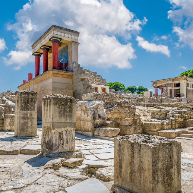 Blick auf die Ruinen des Palast von Knossos