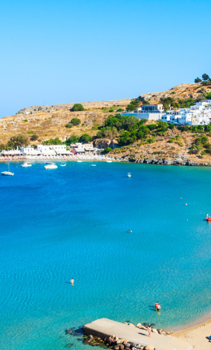 Rhodos Lindos Akropolis und Bucht