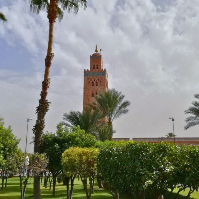 Blick auf die Koutoubia Moschee in Marrakesh