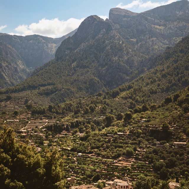 Blick auf einen Berghang in Serra de Tramuntana